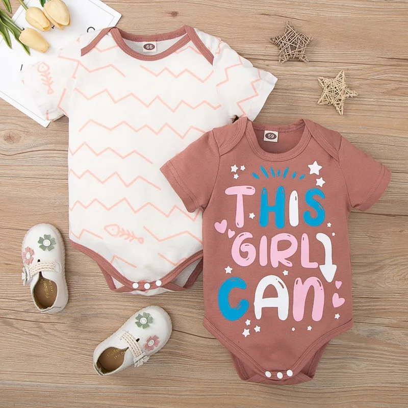 Baby Girl Romper Infant Bodysuit Cartoon Cute Climbing Outfit Toddler Boy Clothes Letter Print Newborn Jumpsuit One-piece A1174