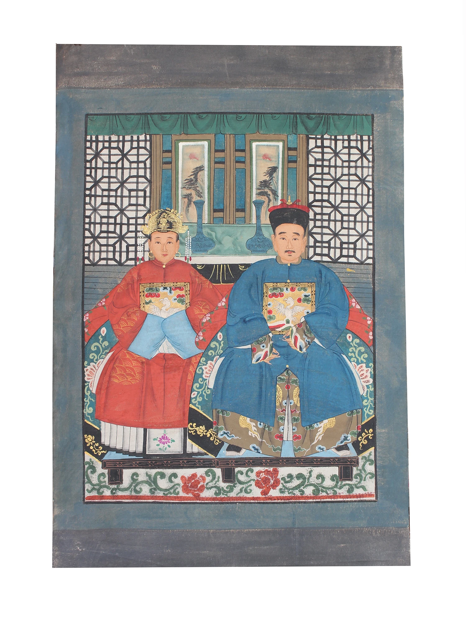 

Hand painted ancestor painting on canvas fabric, wall decoration