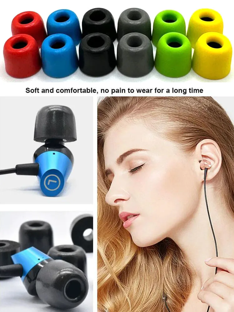 10 Par Wymienne Gąbki do Słuchawek T500 z Pianki Memory Foam 4.9mm, Wkładki do Słuchawek Dousznych, Wzmocnione Basy, Akcesoria do Słuchawek 5.0-6.0mm — zdjęcie produktu 7