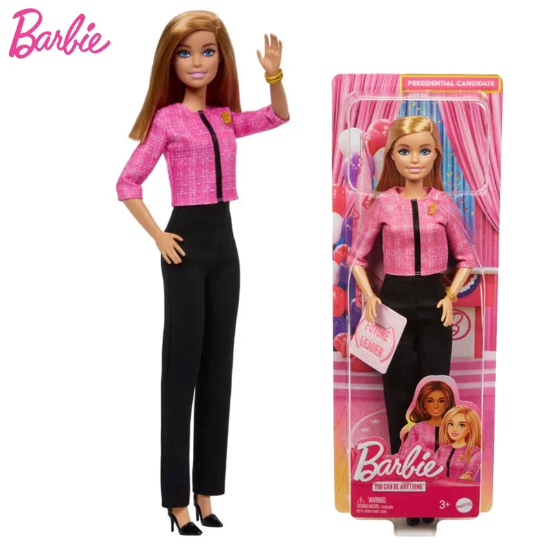 Original Mattel Barbie Careers Dolls Toys for Girls Female Leader Presidential Candidate Blonde Hair Skirt Set Accessories Suit