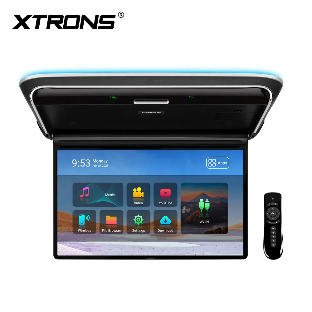 XTRONS 14" FHD IPS Car Screen Ceiling Flip Down Bus Monitor 1920*1080 Overhead roof Android Car Monitor HD / CVBS Input Car TV