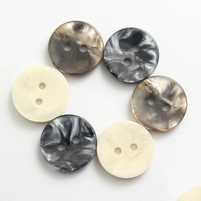 10PCS Imitation Shell Resin Buttons Two Eyes Slightly Concave Coat Shirt Sweater Button 11-25mm Scrapbooking Accessories