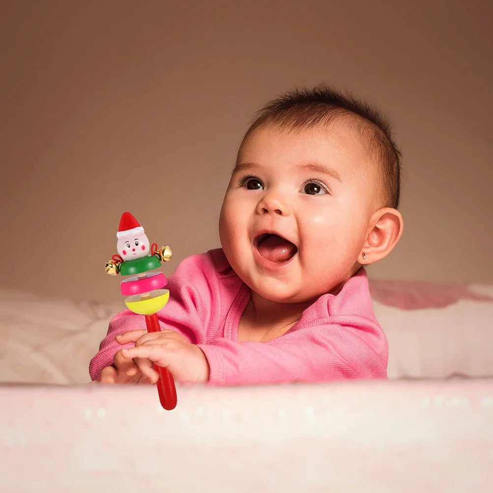 5 stuks Hand Jingle Bells Metaal Hout Dierenrammelaars Vroeg educatief speelgoed Baby Zintuiglijke ontwikkeling Cadeaus voor baby's