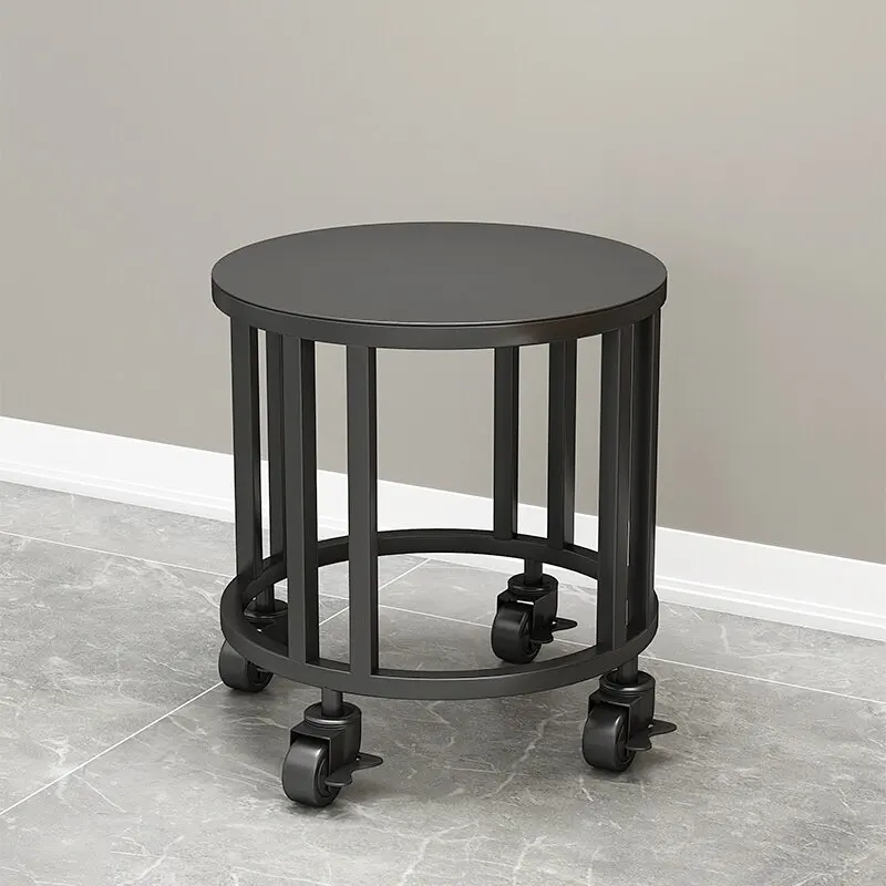 Minimalist Round Floor Iron Plant Stand Wheeled Movable Fish Tank Support Balcony Flower Pot Rack for Home Indoor Garden Decor