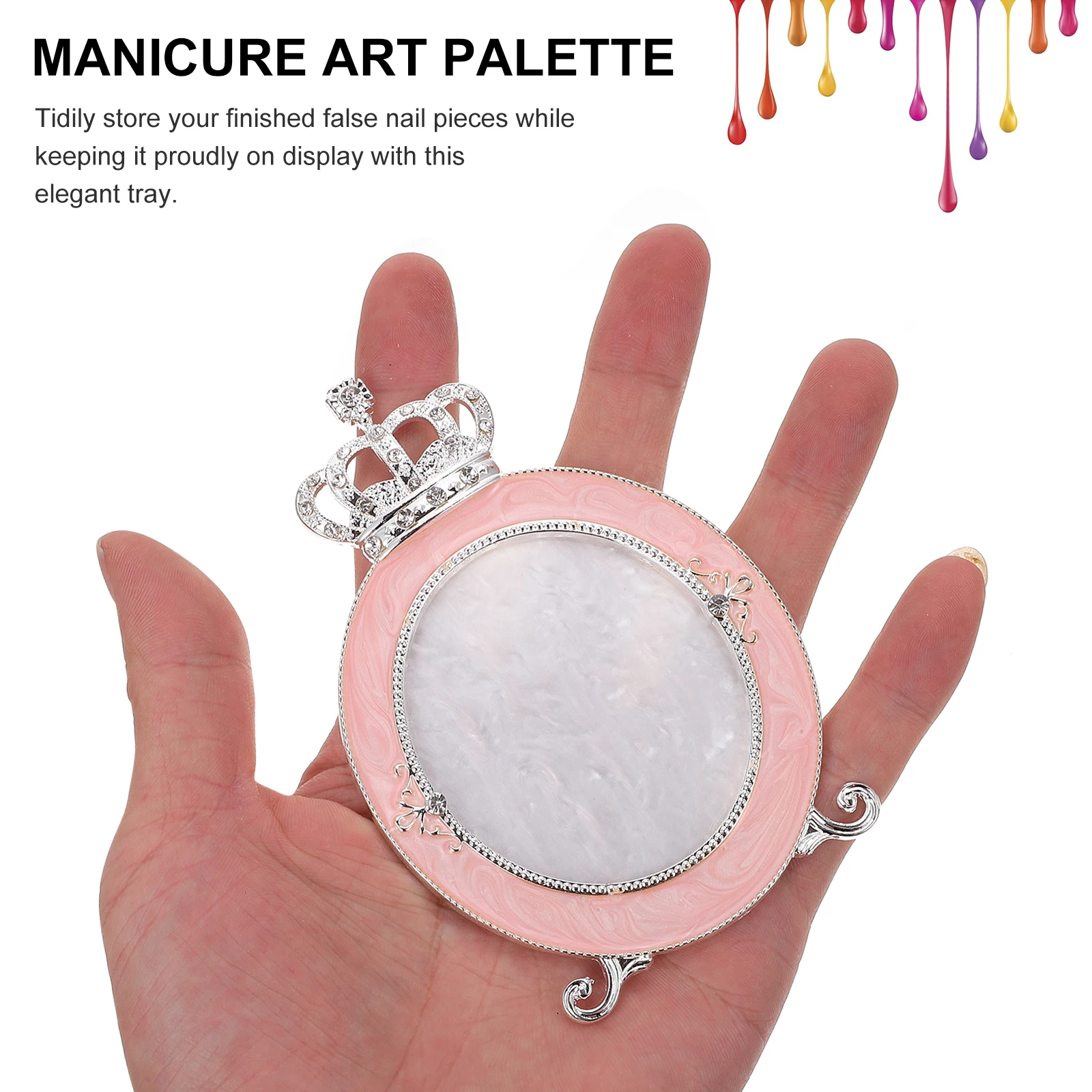 

Nail Art Paint Tray ABS Alloy Display Board for Fake Nails Mixing Polish Pigments Manicure Palette Storage Home Gift