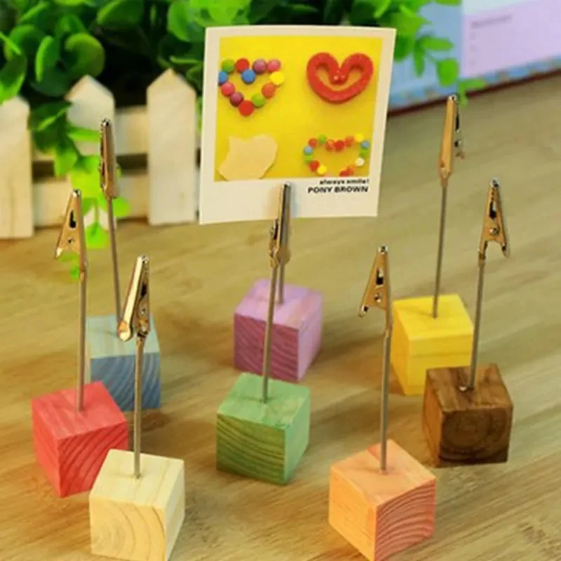 Pack of 8 Color Cube Stands Alligator Wire Photo Clips Memo Card Holder for Table Wedding Party Favor Customized Gift Note Clamp