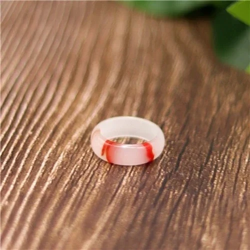 Natural Red White Hetian Jade Ring Chinese Jadeite Amulet Fashion Charm Jewelry Hand Carved Crafts Gifts for Women Men