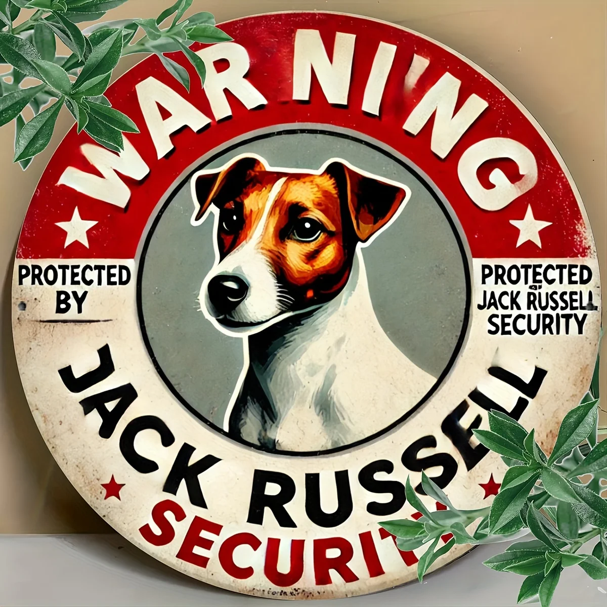 Letrero Metálico de Aluminio Vintage 2D Plano, con Diseño de Jack Russell de la serie "War Ning", Placa Decorativa 2D para Jardín, Garaje, Hogar, Cafetería, Bar, Club