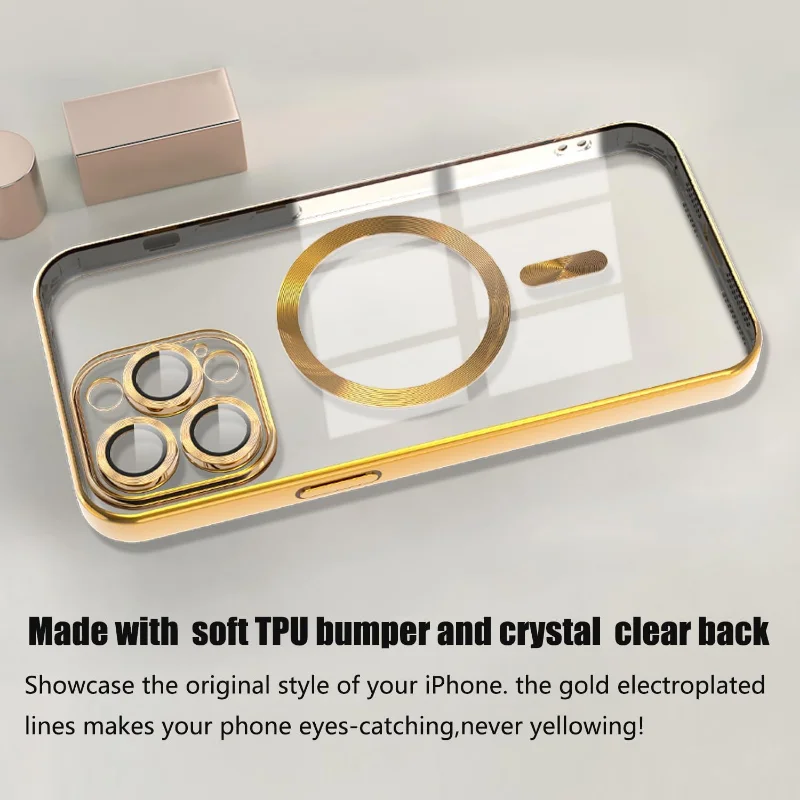 Full Protection Magnetic Case For iPhone 16 15 14 13 12 11 Pro Max Case For Magsafe wireless Charger With Camera Lens Protector