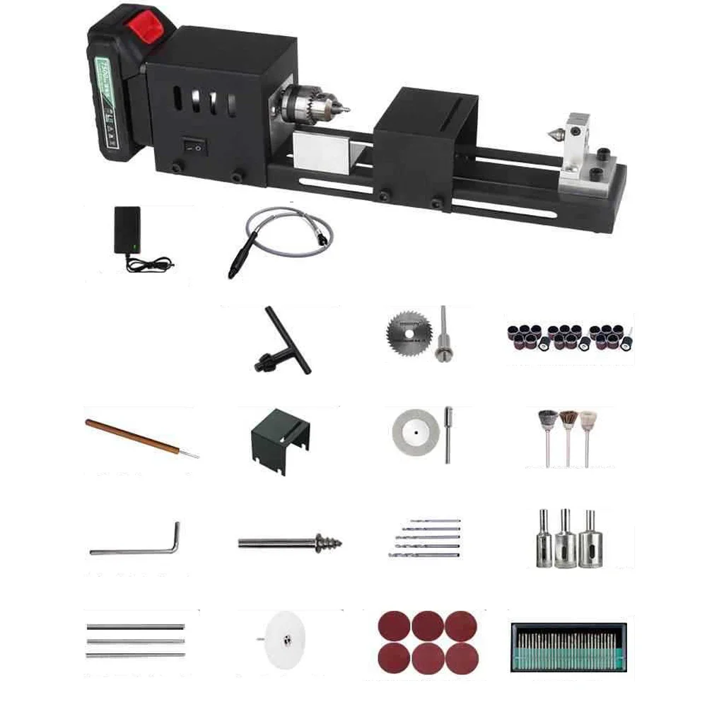 Lithium Battery Miniature Buddha Beads Lathe, Grinding, Polishing And Cutting Mini DIY Woodworking Lathe