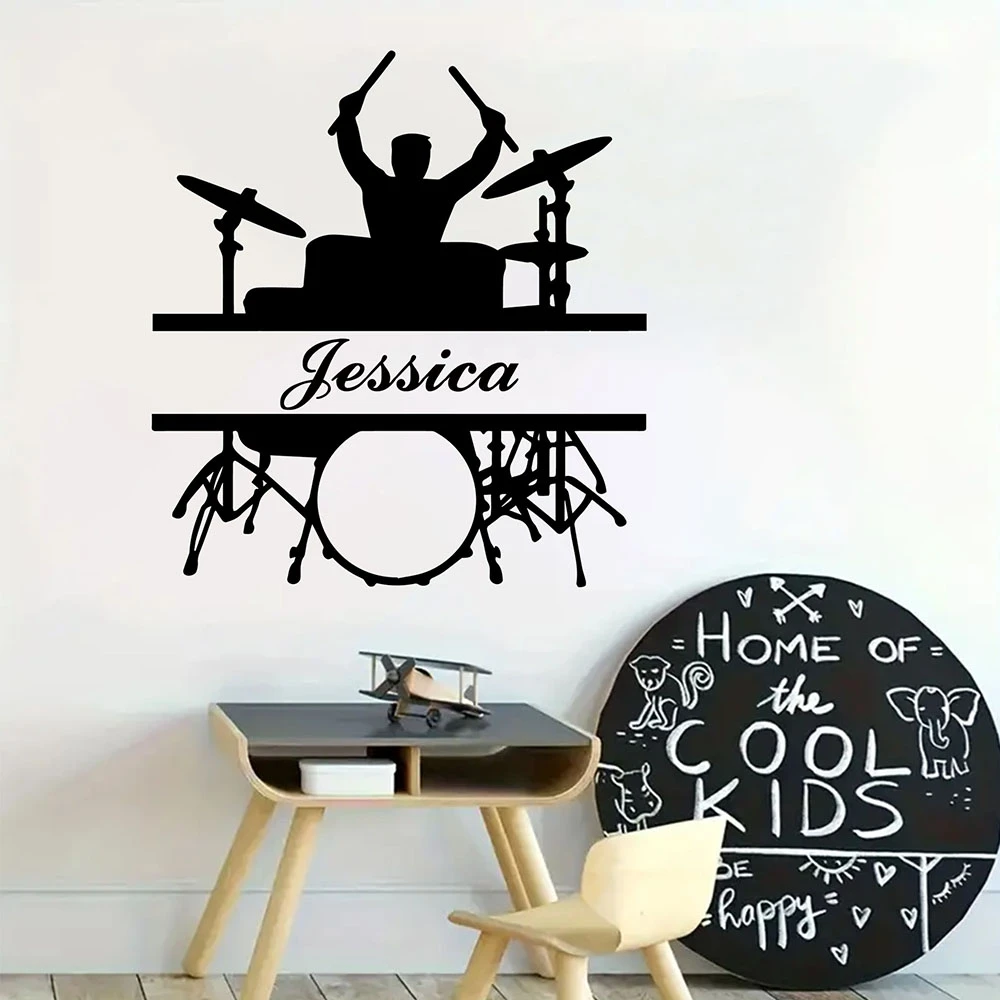 1PC Cartoon Musical instrument Personalized Name Home Decor Wall Stickers For Home Decor Art Decor Wallpaper