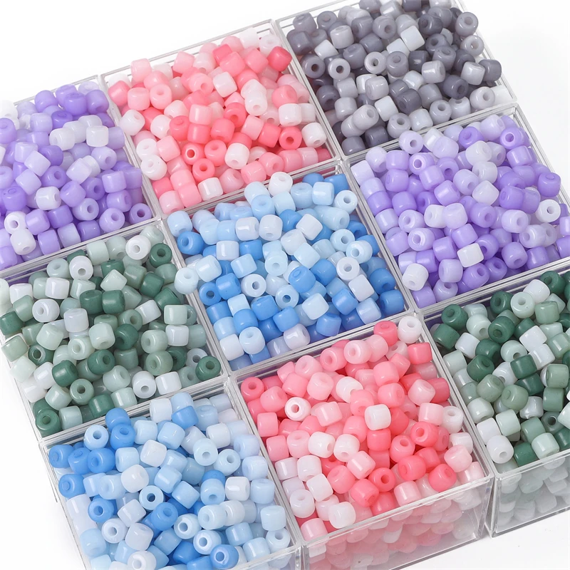 100pcs 6x5mm Mixed Color Plastic Acrylic Cylinder Tube Beads Loose Spacer Beads For Jewelry Making DIY Necklace Bracelet Craft