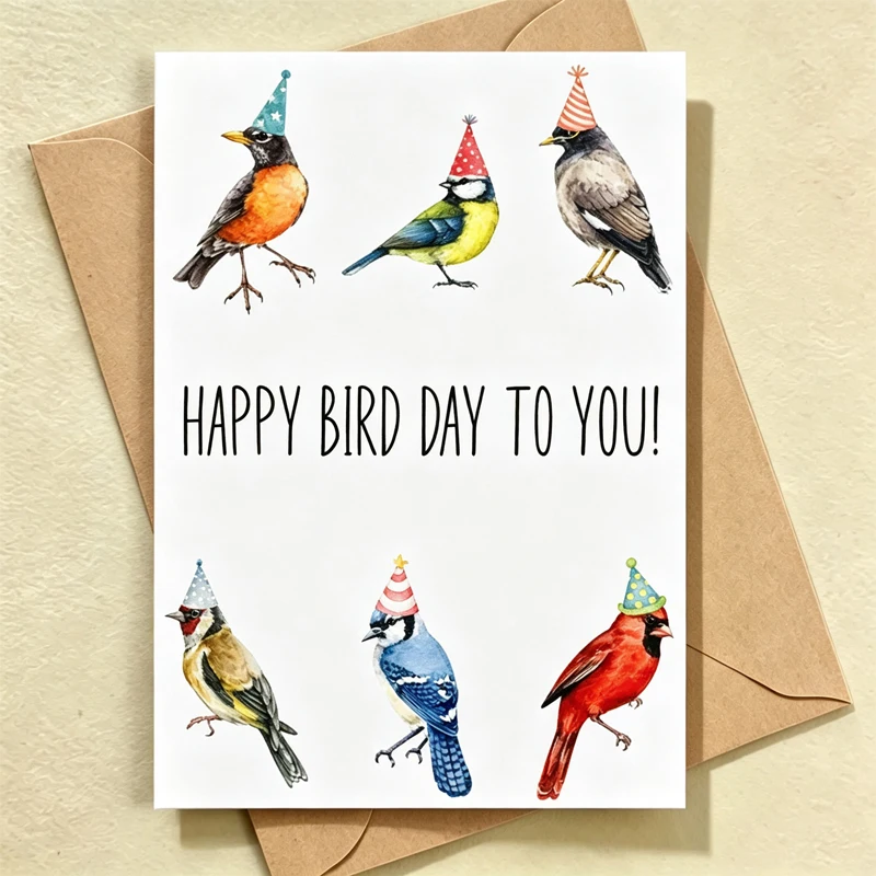 

Bird Birthday Card Bird Lover Card Personalized Greeting Card Custom Birthday Gift for Her