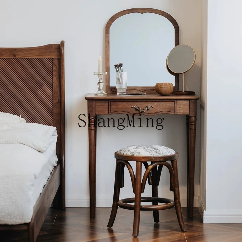 

ZYY black walnut dresser bedroom storage small apartment simple retro makeup table makeup table