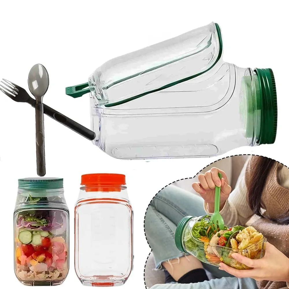Caja de almacenamiento de frutas para desayuno, caja de ensalada con intervalo a prueba de fugas, contenedor para verduras, tarros para ensalada, cápsula para ensalada, plástico reutilizable para mantener fresco
