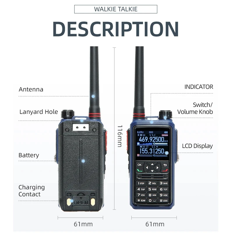 Walkie Talkie Walkie Talkie a lungo raggio 136-174Mhz 400-480Mhz Pmr446 Ctcss/Dcs Vox Walkie Talkie da campeggio per Baofeng Quansheng