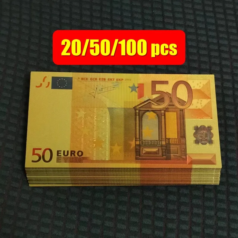 20 ~ 100 Uds. 50 billetes de Euro falsos dinero falso billetes europeos 50 billetes de oro de Euro colección de regalos