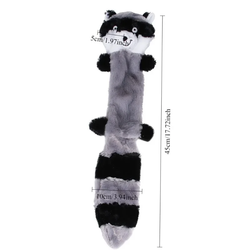 Fox,Raccoon,&Squirrel-No Stuffing Squeaky Dog Toys,Unstuffed Chew Toy for Small&Medium Breeds,Pack of 3 Soft Plush Toys