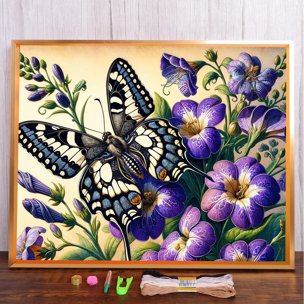 

Flowers Butterfly Printed Fabric 11CT Cross Stitch Set Embroidery Needlework Sewing Handiwork Handicraft Magic Gift Mulina
