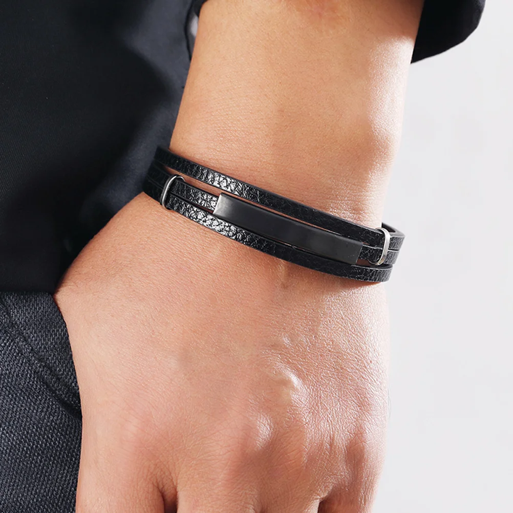 

2pcs Black Men Fashion Wrist Spiral Engraved Mens Bracelet Mens Punk Bracelet Durable Punk Jewelry Gift