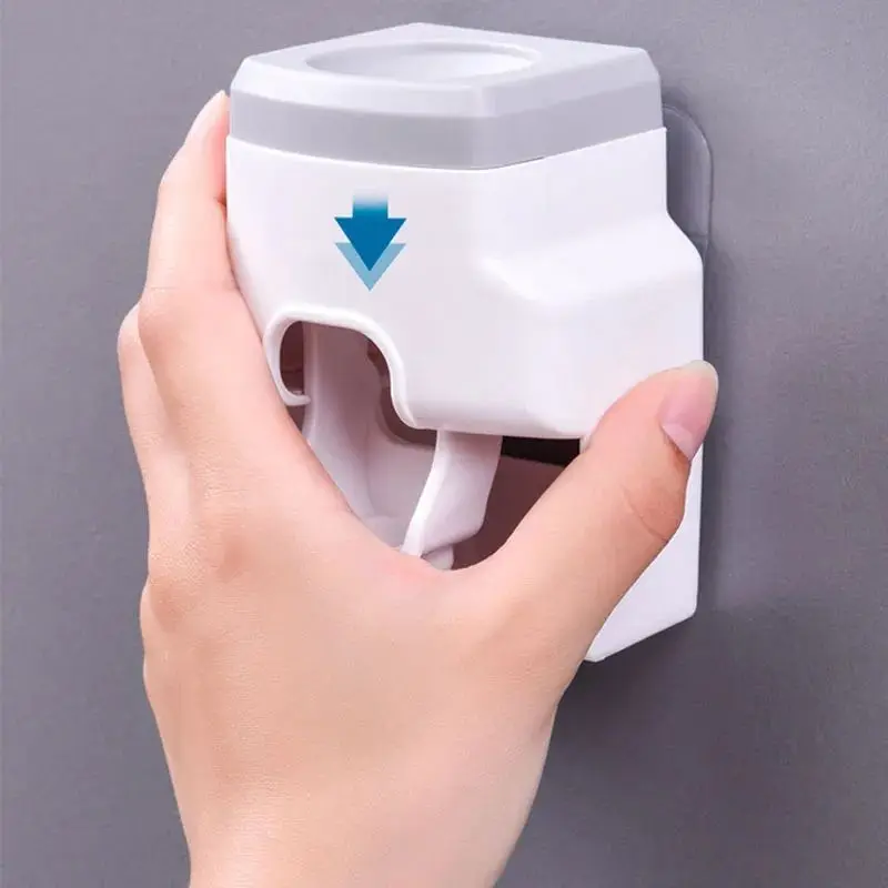 Automatic Toothpaste Dispenser and Small Toothbrush Holder Wall Mount Toothpaste Squeezer for Family Shower Bathroom