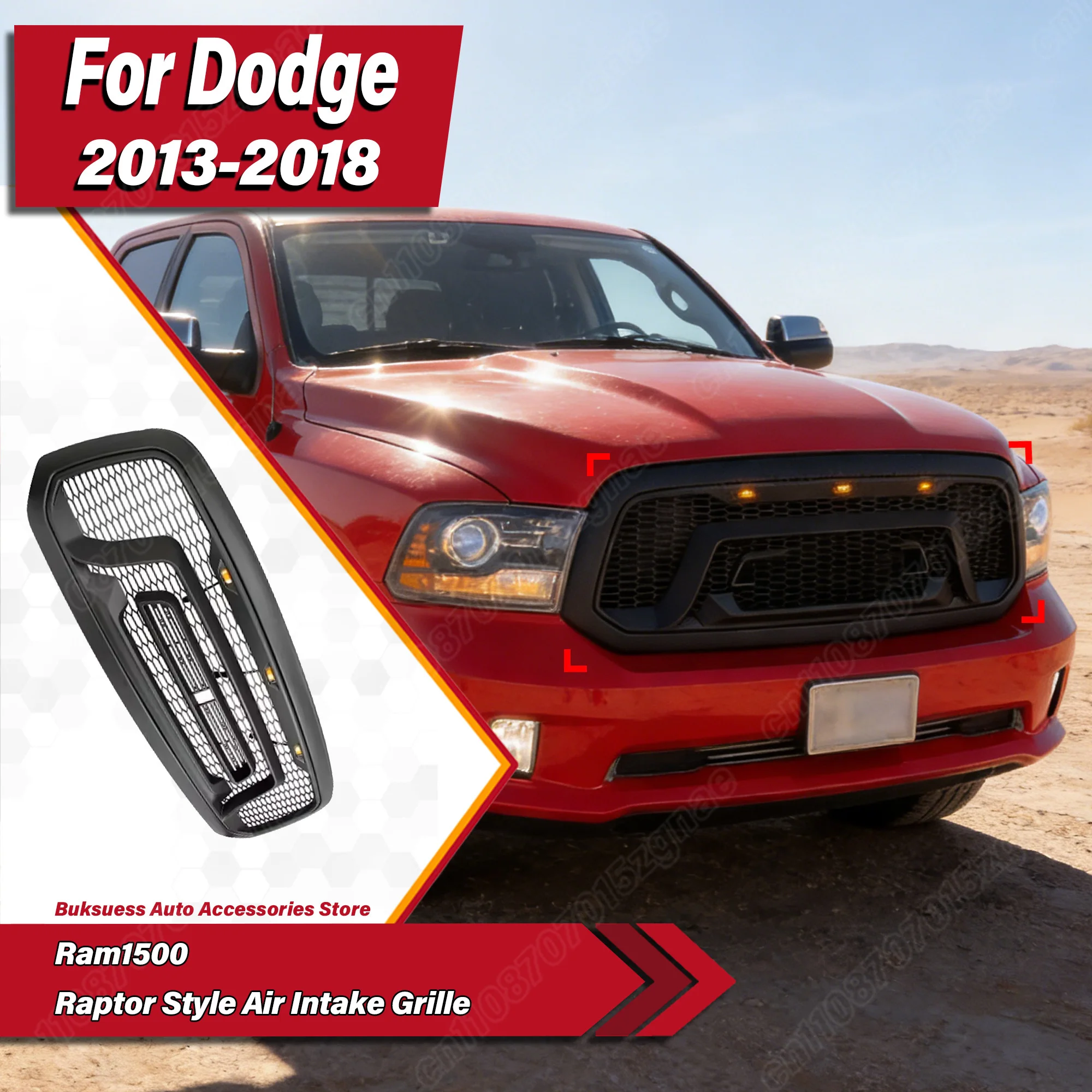 

For Dodge Ram1500 2013 2014 2015 2016 2017 2018 Automobile Raptor Style Air Intake Grille Car Radiator Protective Cover Body Kit