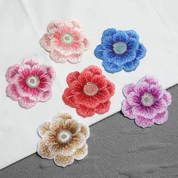 Flower Embroidery Patch for Clothing Decoration, Exquisite Embroidery, Non-Adhesive, 6 Colors Optional, 1 Piece, Wholesale