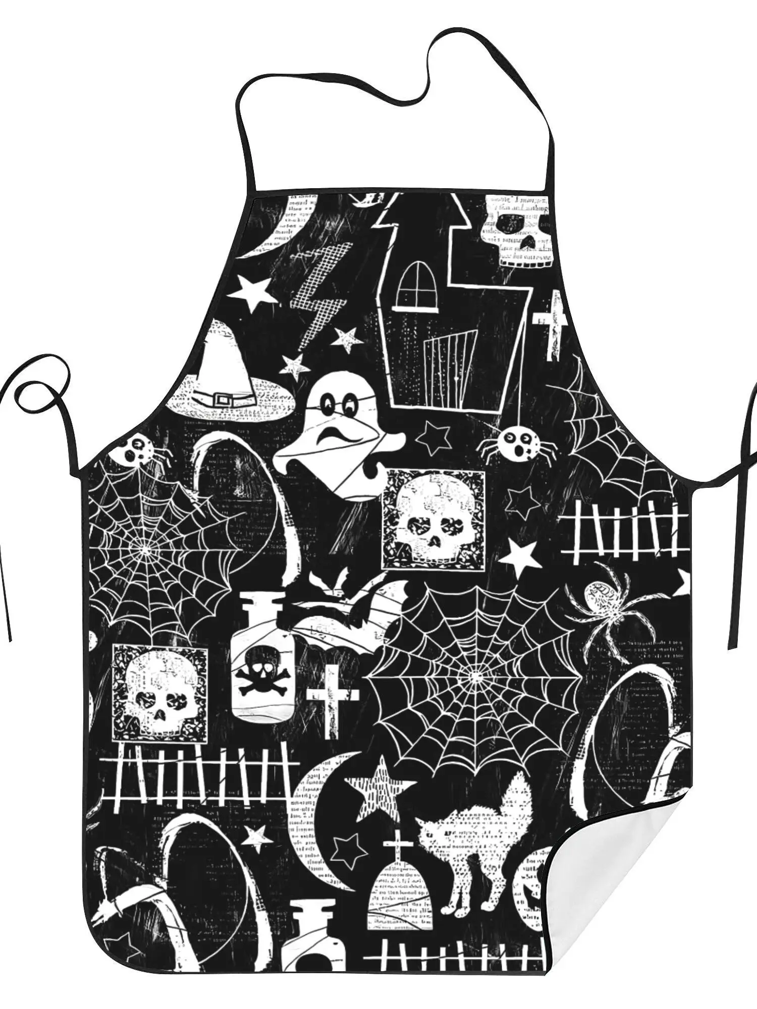 

Фартук нагрудник с принтом черепов на Хэллоуин для взрослых, кухонная одежда для домашней кухни, кухонные аксессуары