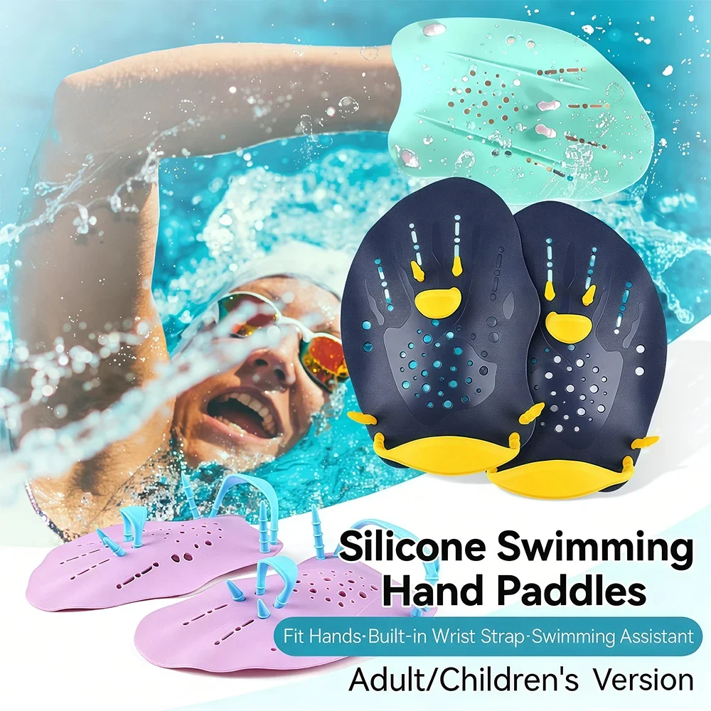 1 Paar Verstellbare Schwimmpaddles für Runden-Schwimmen, Handpaddles Handflossen für Erwachsene und Kinder, Pool-Trainingszubehör – Detail 1