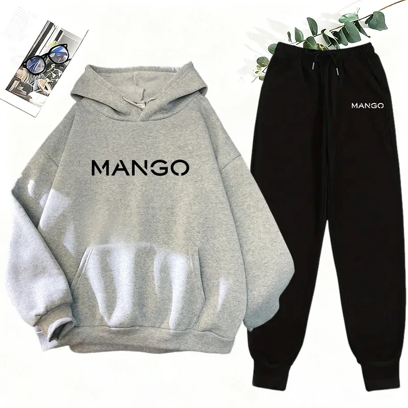 2025 الاتجاه الجديد المرأة البلوز و Sweatpants 2 قطعة مجموعة الحضرية موضة عادية مقنعين رياضية الخريف الشتاء هوديي الركض وتتسابق