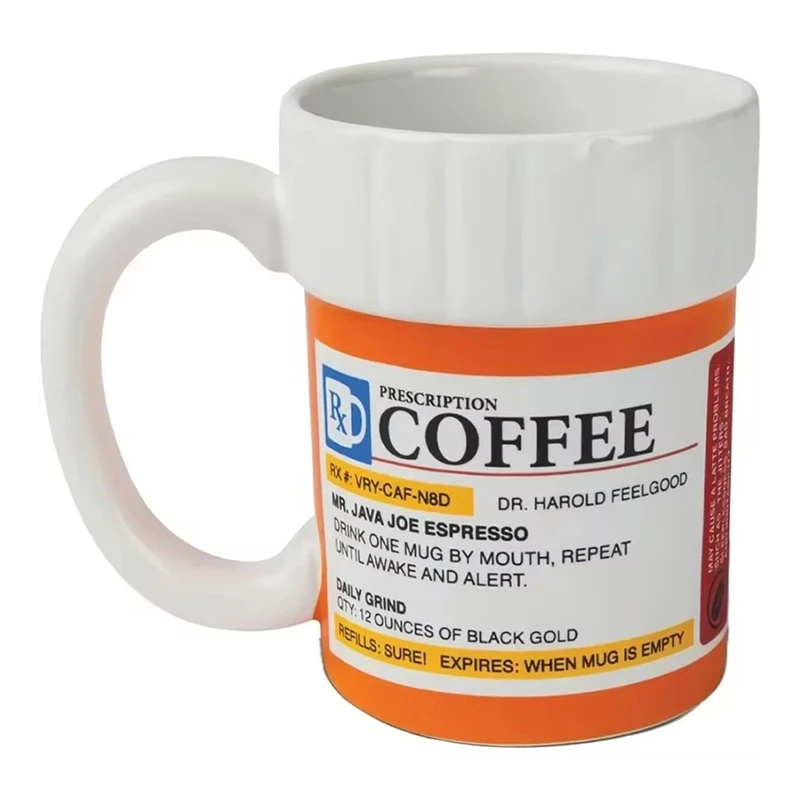 Ceramic Coffee Cup, Medicine Bottle Modeling Mug,Prescription Coffee Mug,Ceramic Pill Bottle Cup,Unique Novelty Shape