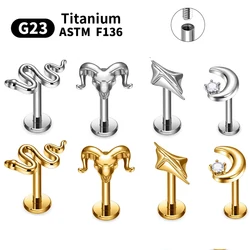 G23 Titanium Labret Lip Nasal nail stud earrings for women ASTM F136  Piercing Body Jewelr 16G Tragus Cartilage earrings