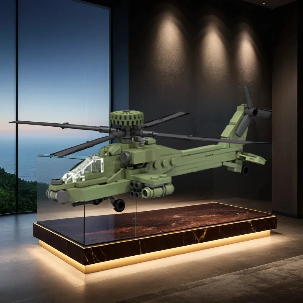 

144 Pcs AH-64 Apachese Micro Armed Helicopter Mini Military Airaft MOC diy Education Model Building Blocks Birthday Toys Gift
