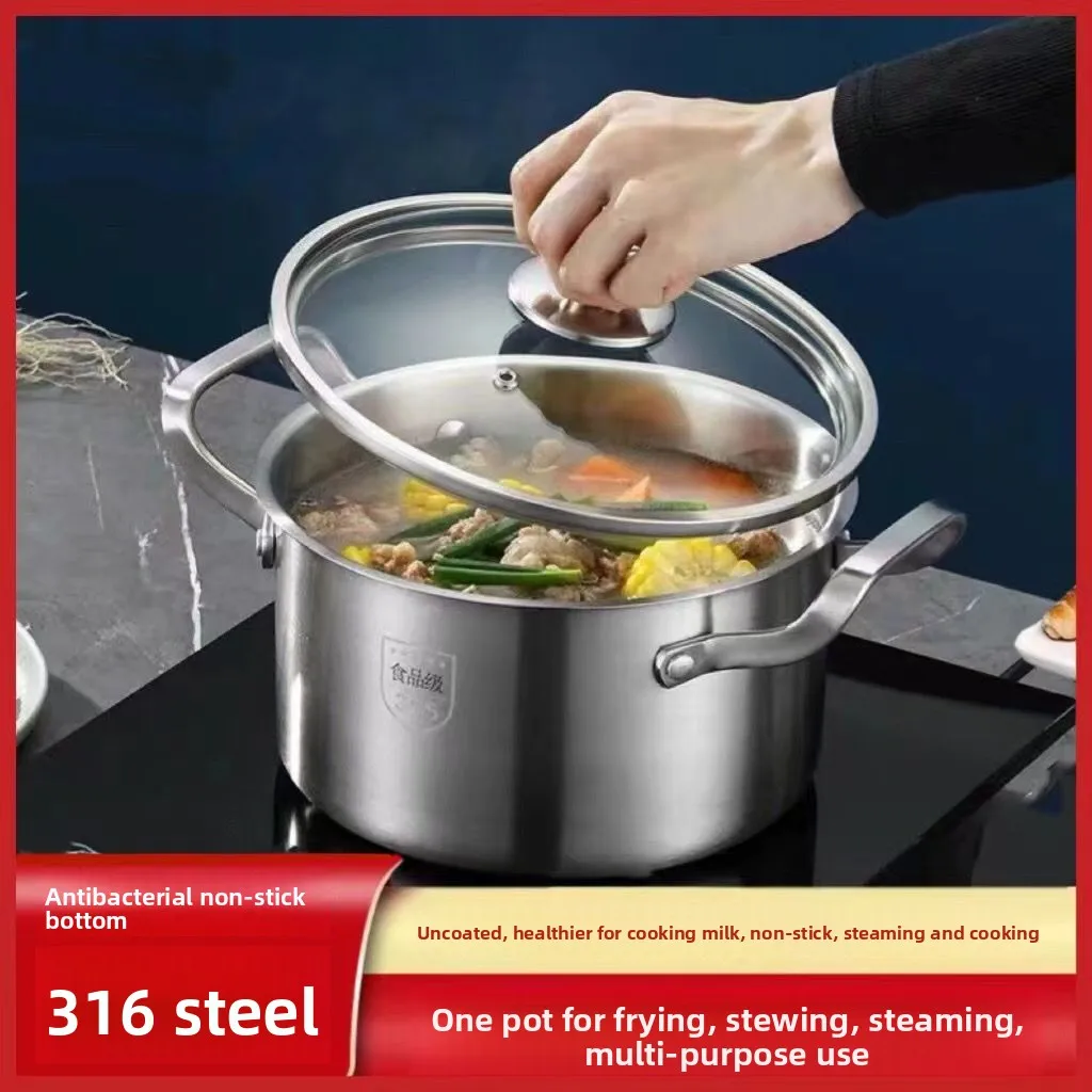 

Германия, суповая кастрюля из нержавеющей стали 316, кастрюля для каши, бытовая кастрюля для супа, встроенная сковорода с антипригарным покрытием, индукционная газовая плита, универсальная