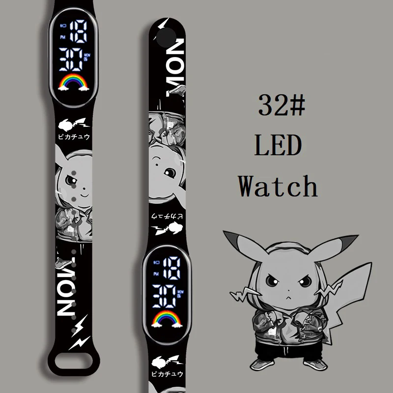 

Pokemon Strap LED Electronic Watch Fashion Colorful Bracelet Touch Waterproof Anime Character Pikachu Children's Birthday Watchs