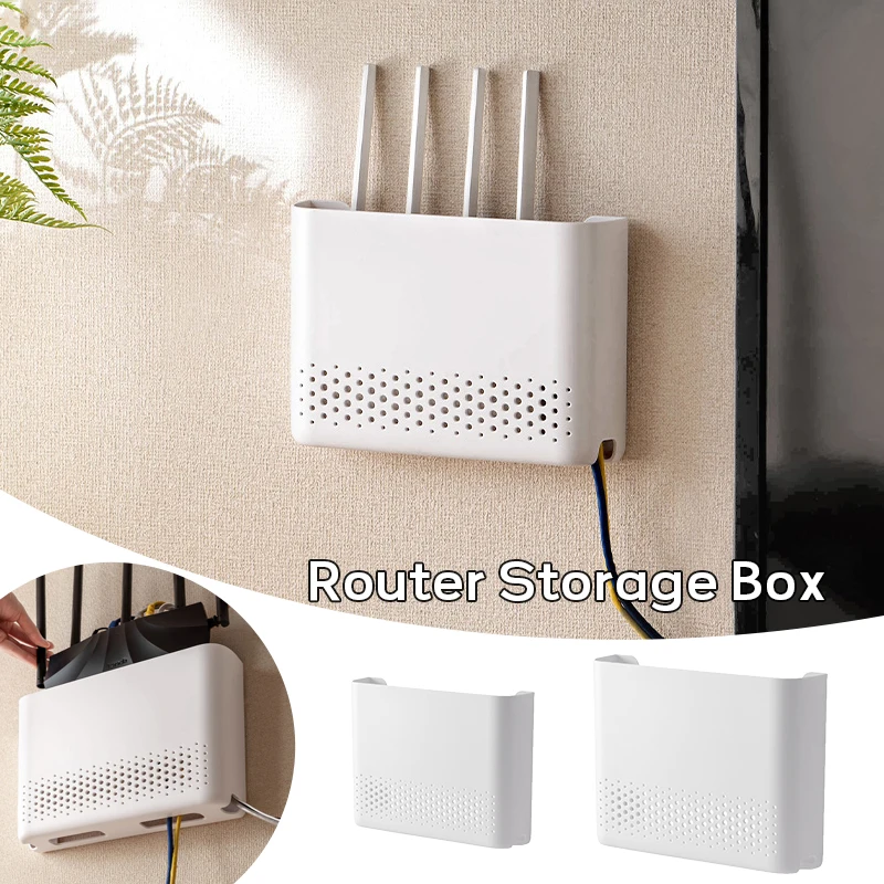 

Minimalist Wall Mounted Without Drilling Wireless WIFI Router Shelf Storage Box Cable Power Bracket Organizer Box For Room