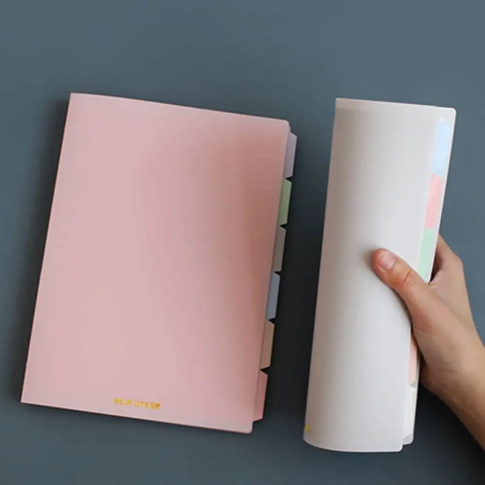 Soft A5 Binder Notebook with Pastel Index Divider Refillable Ledger Inner Page Pastel Color Removable Loose Leaf Notebook