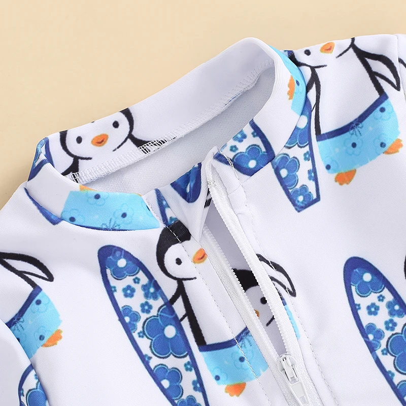 Costume da bagno per neonato con stampa dinosauro, mezza zip, girocollo, manica corta, costume da bagno per neonato