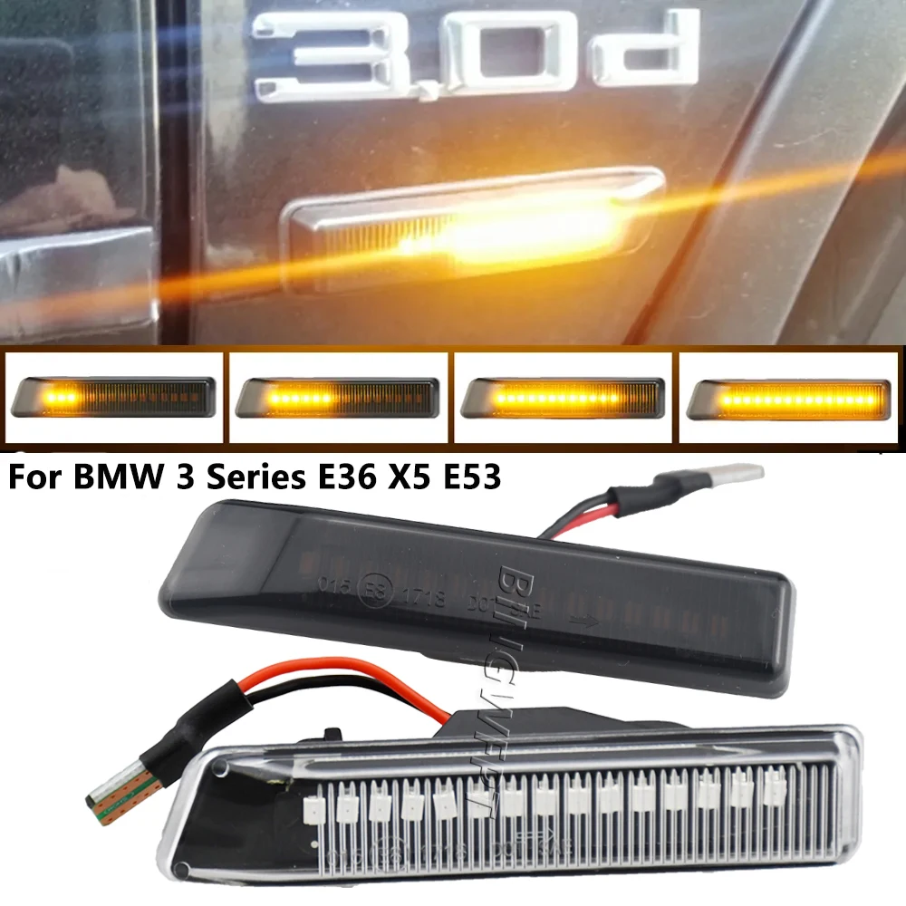 

2PCS Canbus LED Dynamic Turn Signal Light For BMW X5 E53 3 Series E36 Side Marker Flasher Flowing Water Blinker Flashing Light