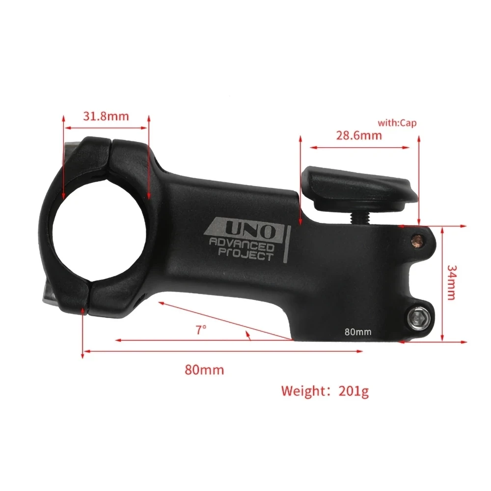 UNO Mountain Road Bicycle Stem MTB Bike 7 Degree 28.6*31.8mm 70-120mm Ultralight Aluminum Handlebar Stem Bike Accessories