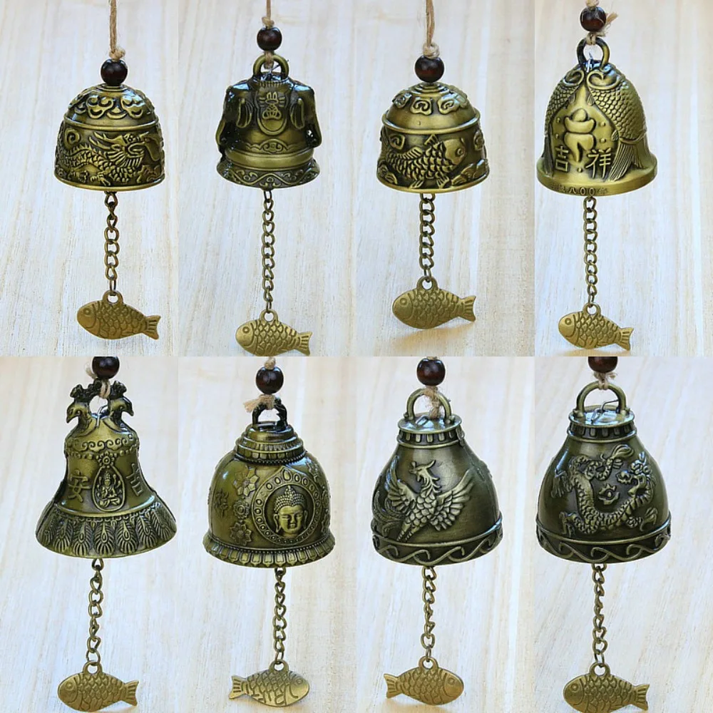 New Auspicious Wind Chime Handmade Pendant Dragon and Fish Patterned Temple Wind Bell Creative Retro Wall Hanging Bell