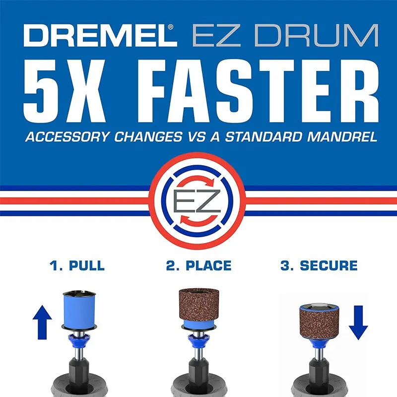 Imagem -04 - Dremel Ez407sa ez Tambor Lixar Banda Mandril Compatível com Todos os 5x Faster 2-polegada Rotary Tool Fit Belt Flat Power Acessórios