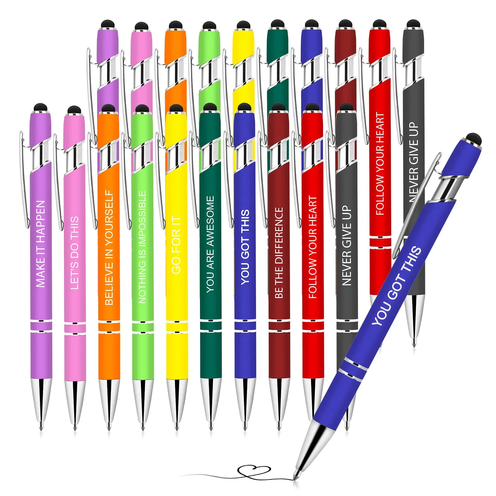 

50pcs Light Metal Ballpoint Pen Touch Screen Pen Office School Advertising Pen Custom Logo Text Engraving Laser Engraving