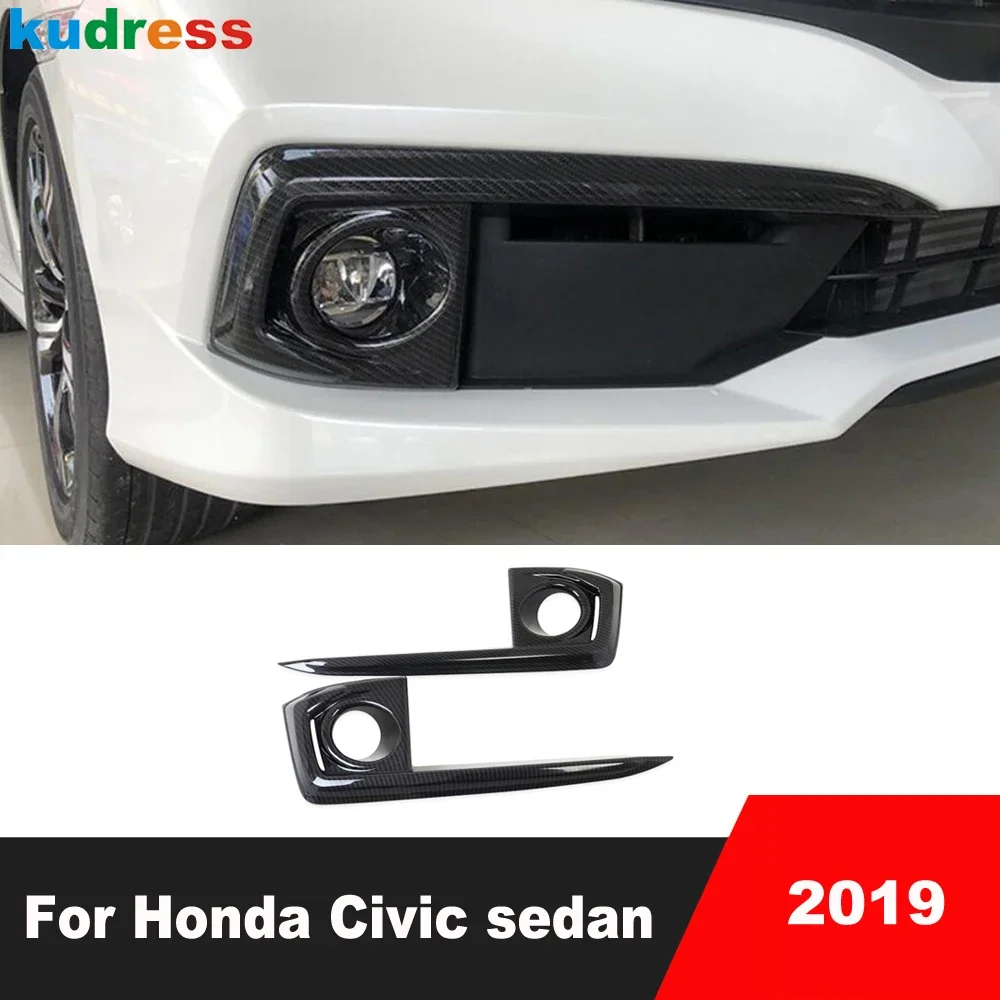 

Для Honda Civic седан 2019, передняя противотуманная фара автомобиля из углеродного волокна, крышка лампы, накладка на фару, рамка, накладки, внешние аксессуары