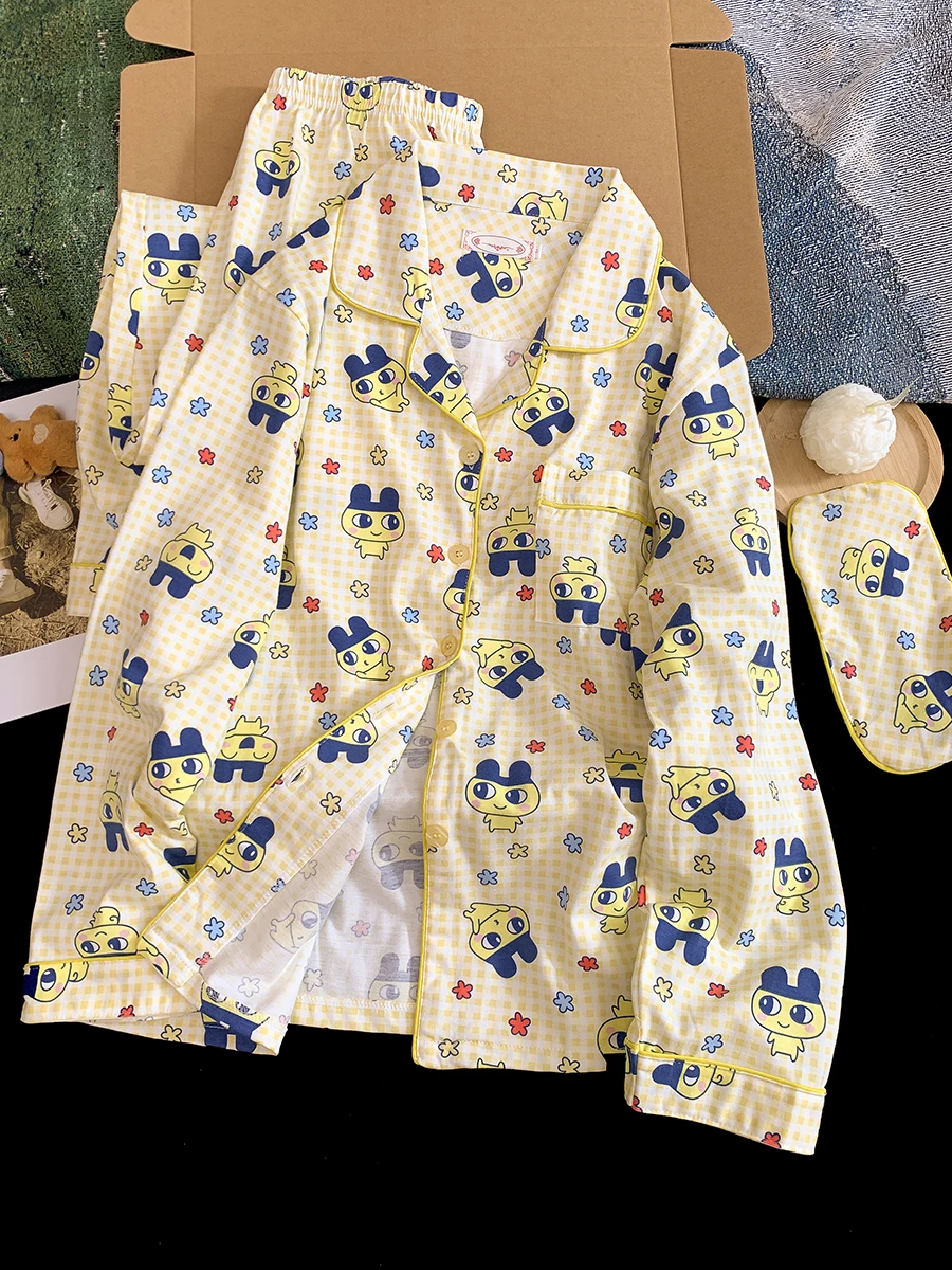 Cartoon Tamagotchi Pyjama Tweedimensionale broek met lange mouwen Huiskledingset Comfortabele en zachte pyjama Kerstcadeau
