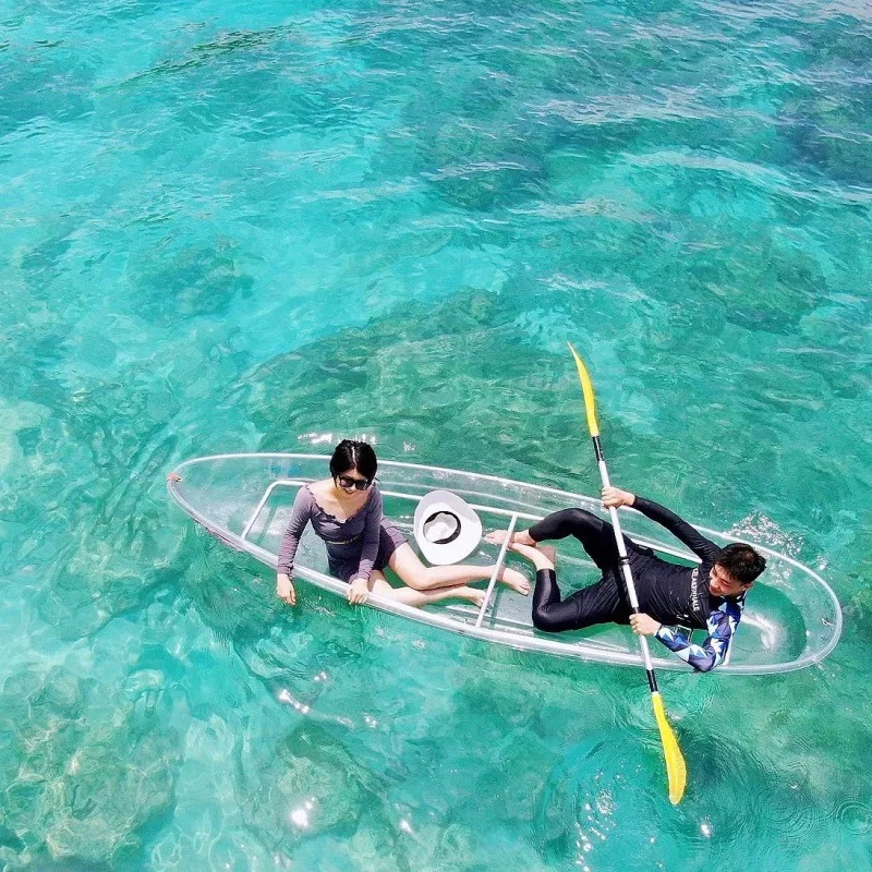 

Factory Sale PC Material Clean Boat Kayak 2 Person Transparent Canoe With Clear Bottom