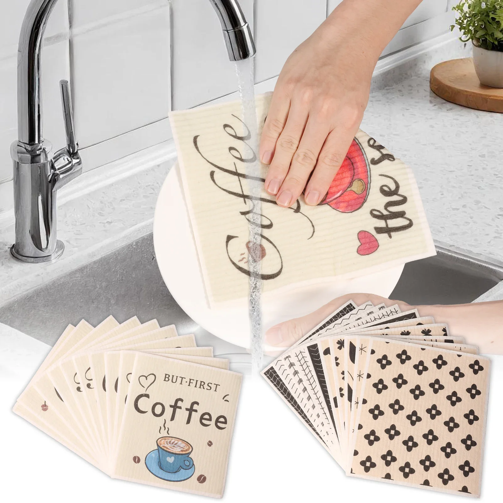 

10Pcs Absorbent Kitchen Dish Towel Reusable Dish Cloth Home Cleaning Scouring Towel Washing Dishes Cloth Kitchen Cleaning Supply