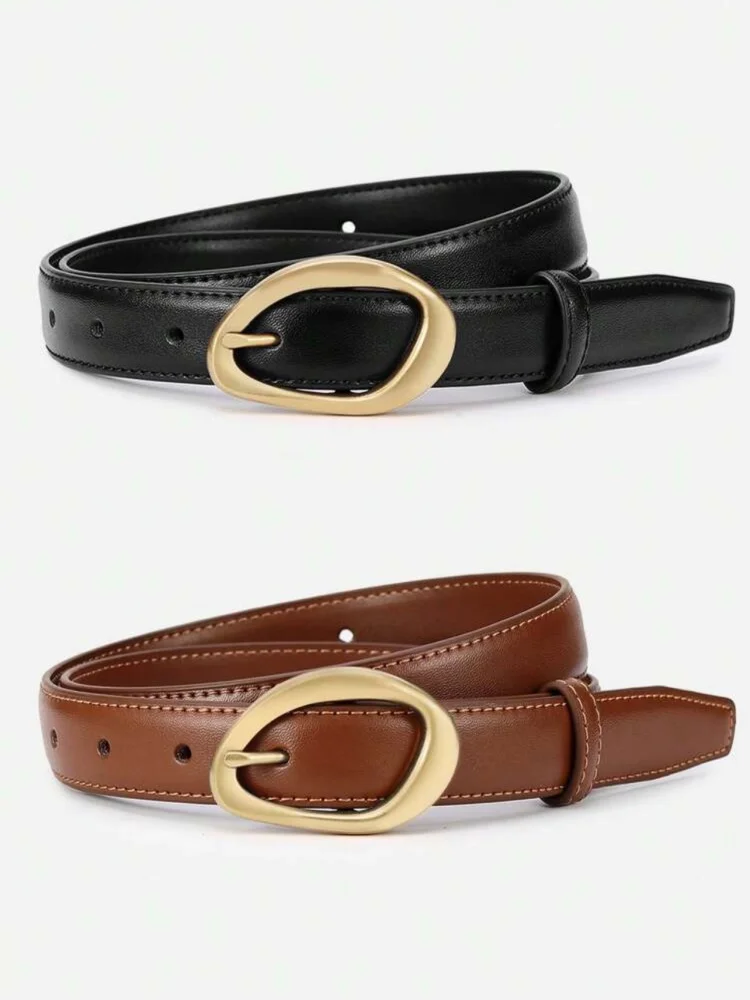 Ceinture pour femmes, ceinture à boucle à ardillon de haute qualité, ceinture en cuir PU souple de luxe véritable, à porter avec des pantalons et des jeans, pour un cadeau idéal