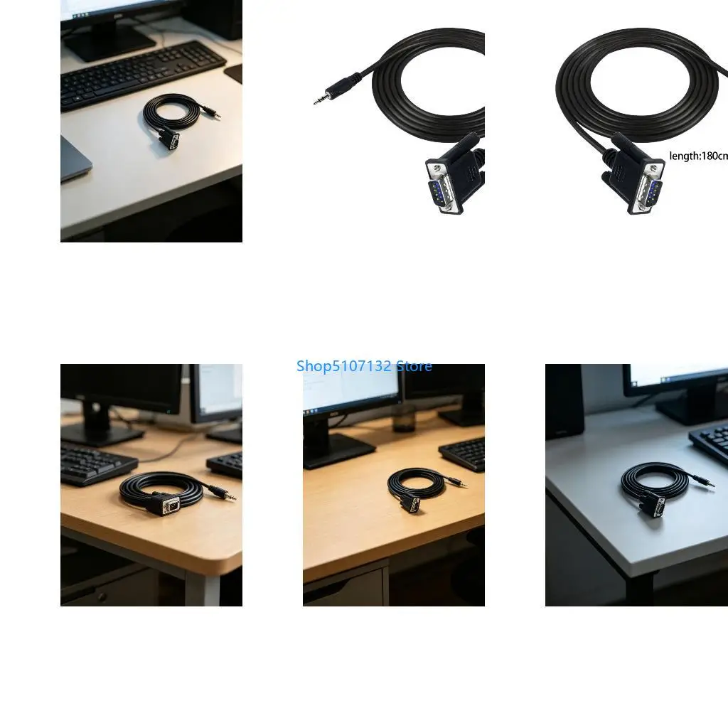 87HD Strong Compatibility DB9 to 3.5Mm Serials Cable Plugs and Play Convenient and Quick to Connecting Device 180Cm