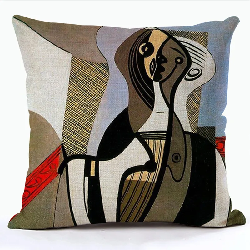 Brand New Abstract Classical Picasso Portrait Painting Pillows Case Linen Decorative Art Throw Pillows Sofa Couch Seat Cushions
